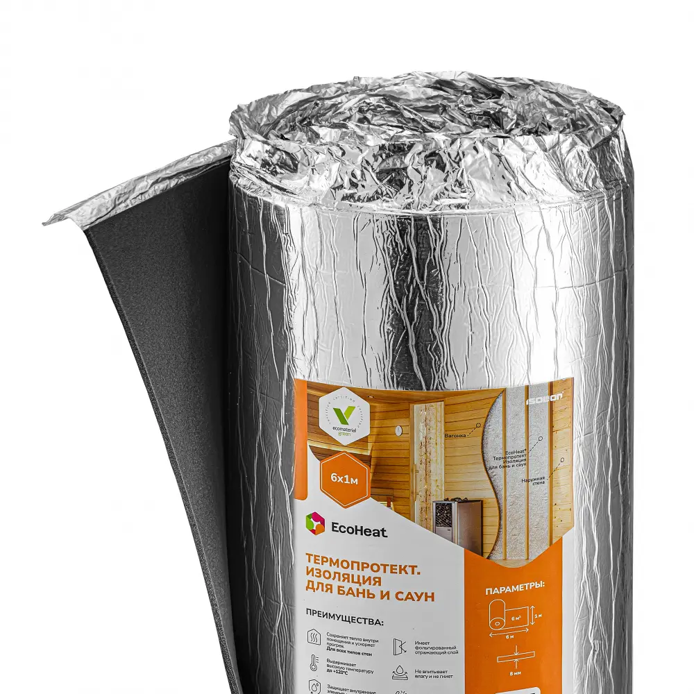 Рулон EcoHeat® для бани/сауны с фольгированным слоем